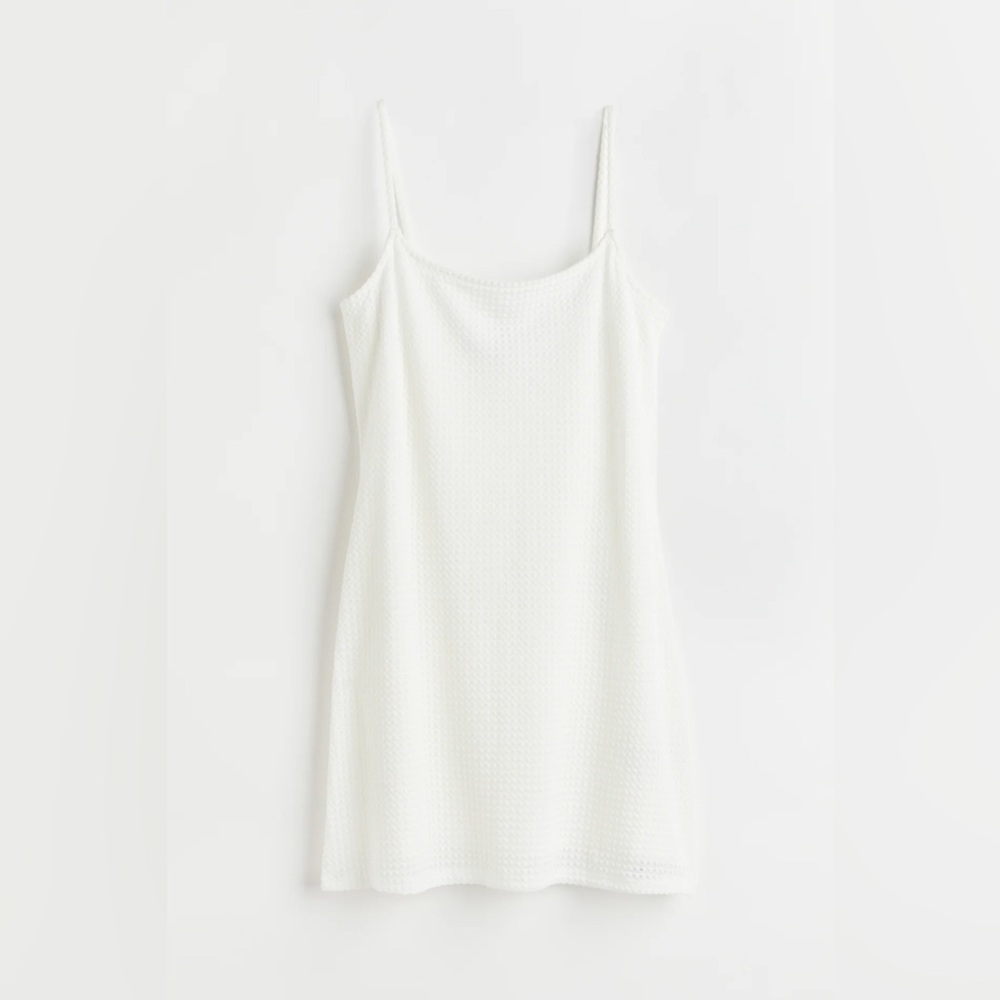 H&M divided white texture mini dress sz XL 🤍